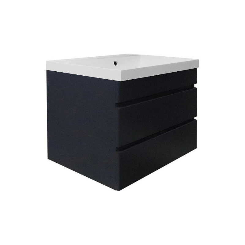 Тумба Эстима 60/2 59,5х44,7х55,5 см, подвесная, с раковиной Астория 60, графит, CS00094587