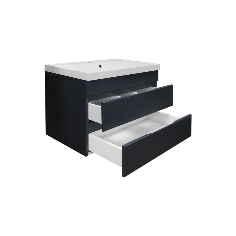 Тумба Эстима 70/2 69,5х44,7х55,5 см, подвесная, с раковиной Астория 70, графит, CS00094588