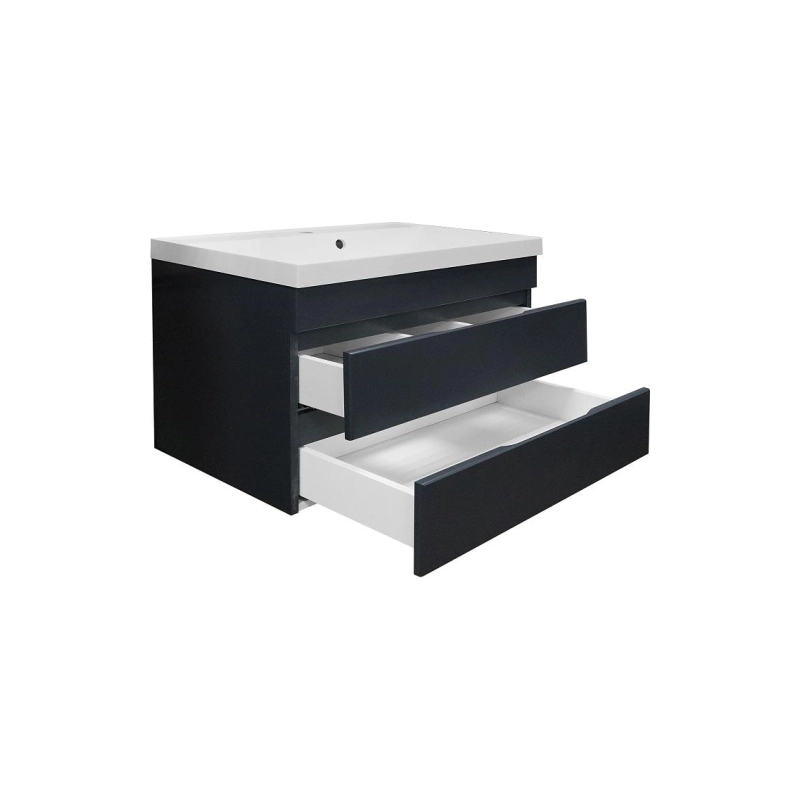 Тумба Эстима 80/2 79,5х44,7х55,5 см, подвесная, с раковиной Астория 80, графит, CS00094589