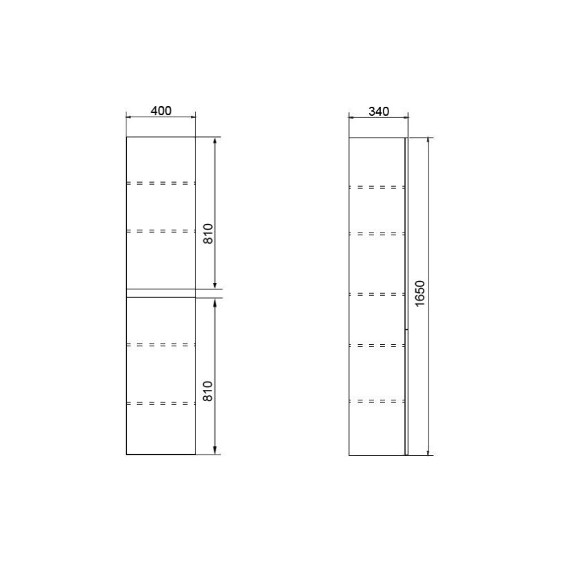 Пенал подвесной Мила 40х34х165 см, универсальный, белый, CS00080413