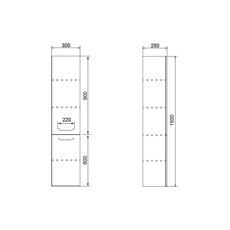 Пенал подвесной Ника 150х30х25 см, универсальный, белый, CS00080414