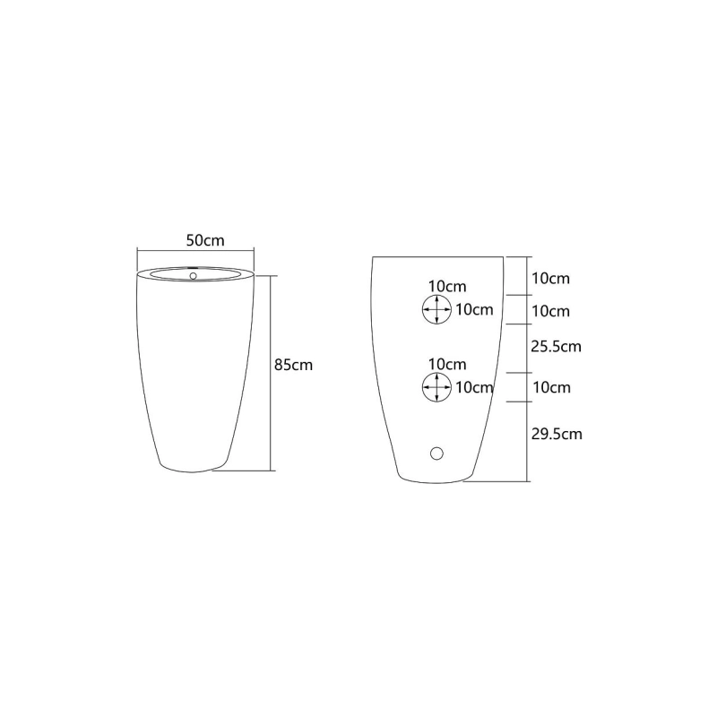 Раковина Azario COMELLA 500х500х830 напольная, круглая, черный матовый, AZ-311MB