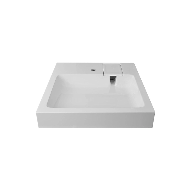 Раковина Azario Slim NEW 600х600х100 подвесная, литьевой мрамор, сифон, белая, CS00086608