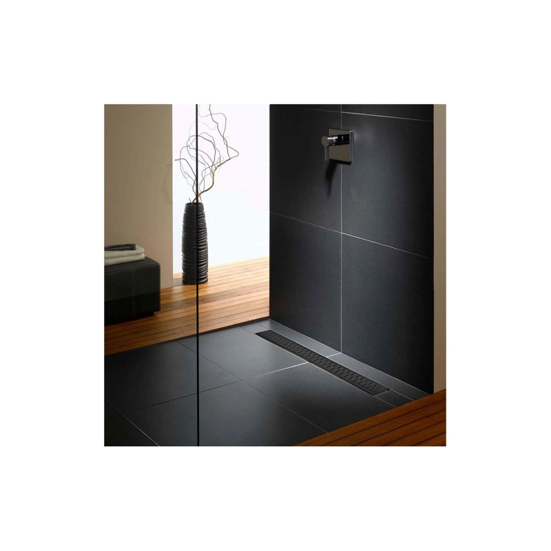 Душевой лоток AZARIO Medium 1050 мм, гор.вып. D50, реш.н/сталь, комб.затв., черный AZ-CH1050/50MC