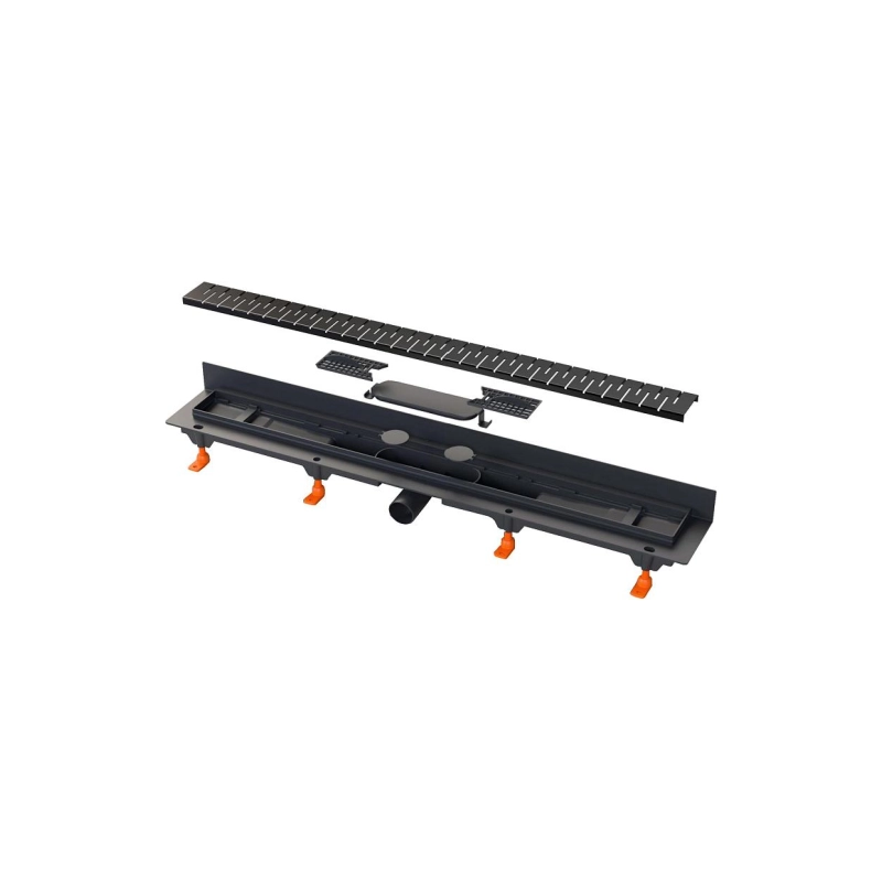 Душевой лоток AZARIO Medium 750 мм, гор.вып. D50, реш.н/сталь, комб.затв., черный AZ-CH750/50MC