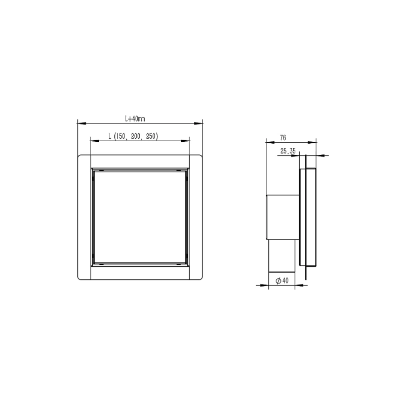 Трап для душа AZARIO 150х150 мм, гор.вып. D40, цельномет., перф.реш.н/сталь, комб.затв., AZZ1TILE150