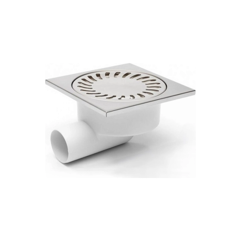 Душевой трап AZARIO НЕПТУН 150х150 мм, гор.вып. D50, пластик, реш. н/сталь, мокрый затвор, AZ326XN