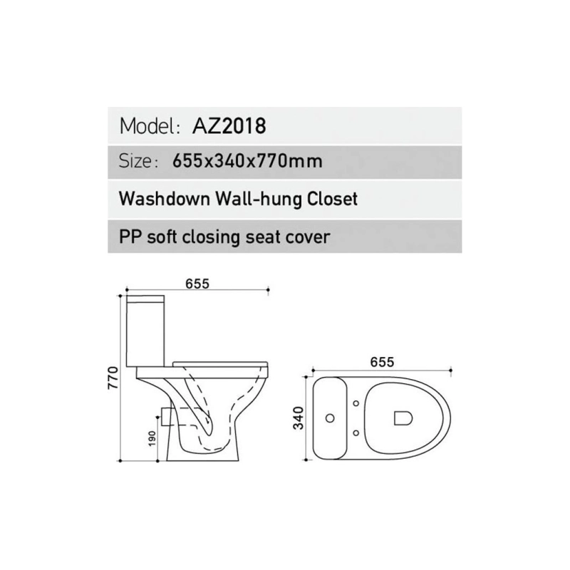 Унитаз-компакт Azario Trend, н/п с арматурой, 2-режима, (сид с м/лифт+крепл), гор., AZ2018P