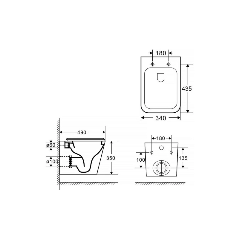 Унитаз подвесной Azario Teramo безободковый, слив 