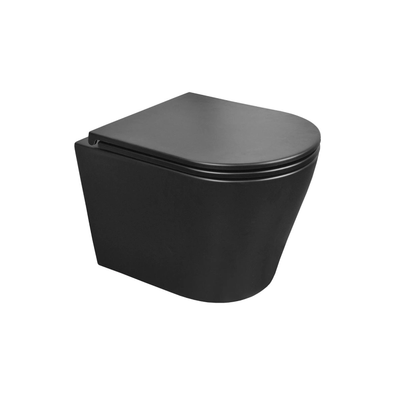 Унитаз подвесной Azario Teramo безободковый, с сид.микролифт, черный, AZ053ERMB