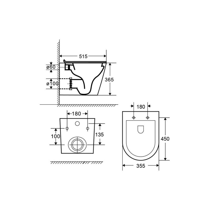 Унитаз подвесной Azario Teramo безободковый, слив 