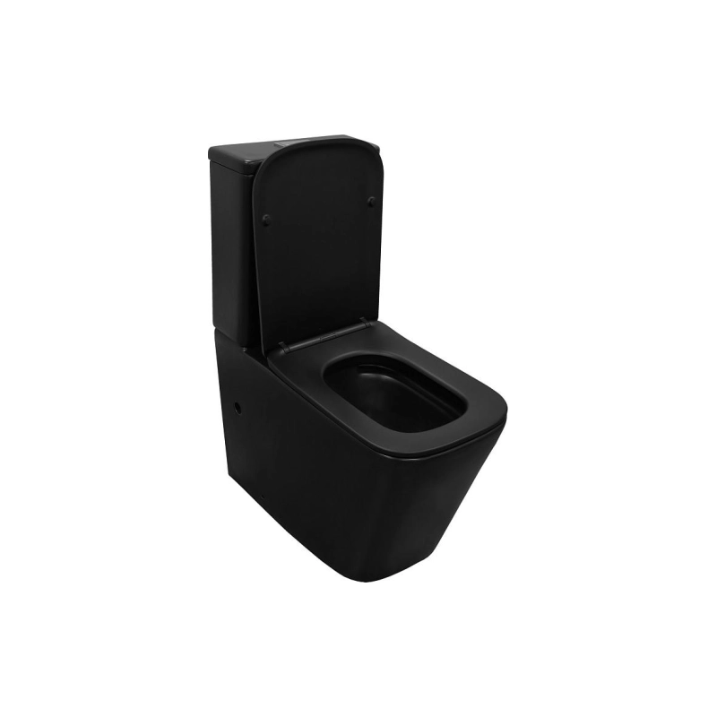 Унитаз-компакт Azario Black King, н/п с арматурой, 2-режима, сид с м/лифт, черный, унив., AZ-8303D