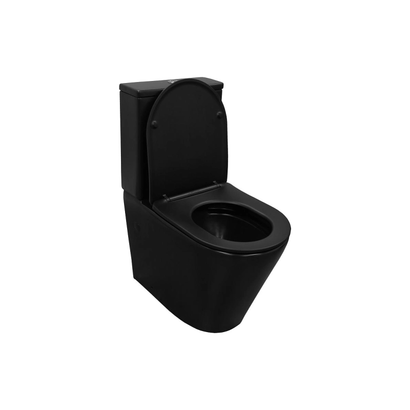 Унитаз-компакт Azario Black Queen, н/п с арматурой, 2-режима, сид с м/лифт, черный, унив., AZ-8380