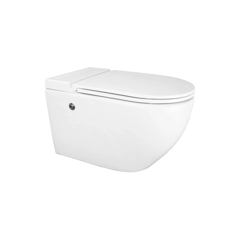 Унитаз импульсный подвесной Azario, полукруглый, монтажная рама, с сид. дюр. микролифт, AZ-102C