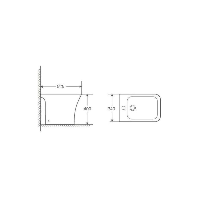 Биде напольное Creo Ceramique ARCHI 550х360х405, без крышки, AR2000
