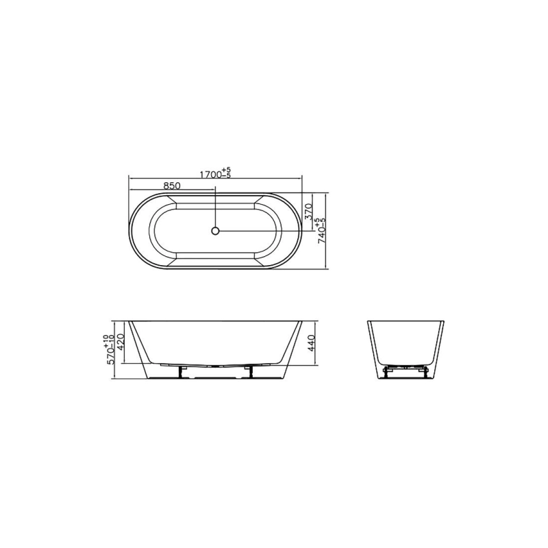 Ванна акрил. Creo Ceramique 170х73,5х57 см, свободностоящая (сиф.+ножки), BA0025S