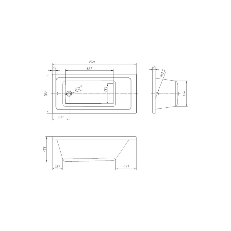 Ванна пристенная Loranto Novaro La 150х70, ABS пластик, белая CS00078466