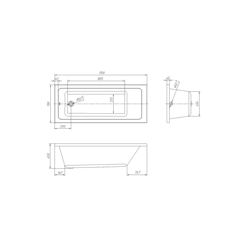 Ванна пристенная Loranto Novaro La 170х70, ABS пластик, белая CS00078467