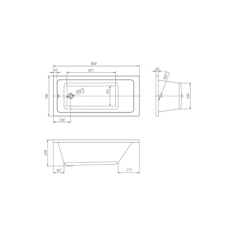 Ванна пристенная Loranto Novaro La 150х70, ABS пластик, (каркас+экран), белая CS00078487