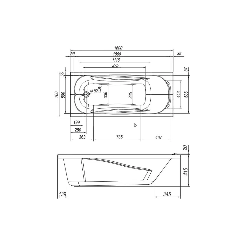 Ванна Loranto Arctica 160х70, прямоугольная, ABS пластик, (каркас+экран), CS00025378