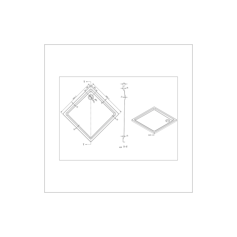 Поддон акриловый Loranto 100х100х5, квадратный, с сифоном, CS-15056-100