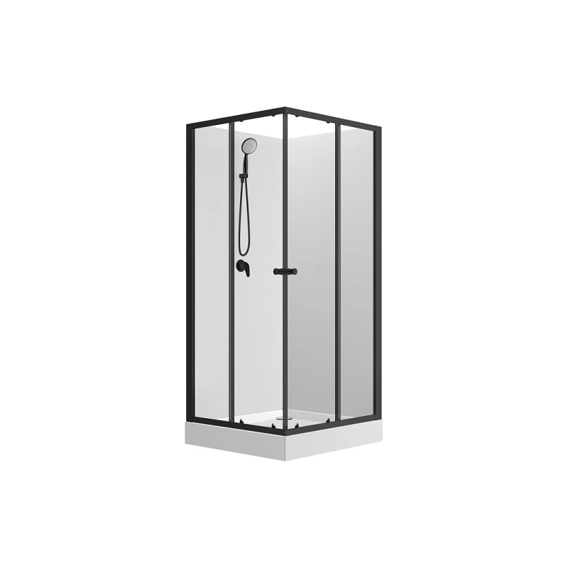 Душевая кабина Loranto NEO 90x90x190, квадрат, поддон 15см, профиль черный-матовый, CS-21801