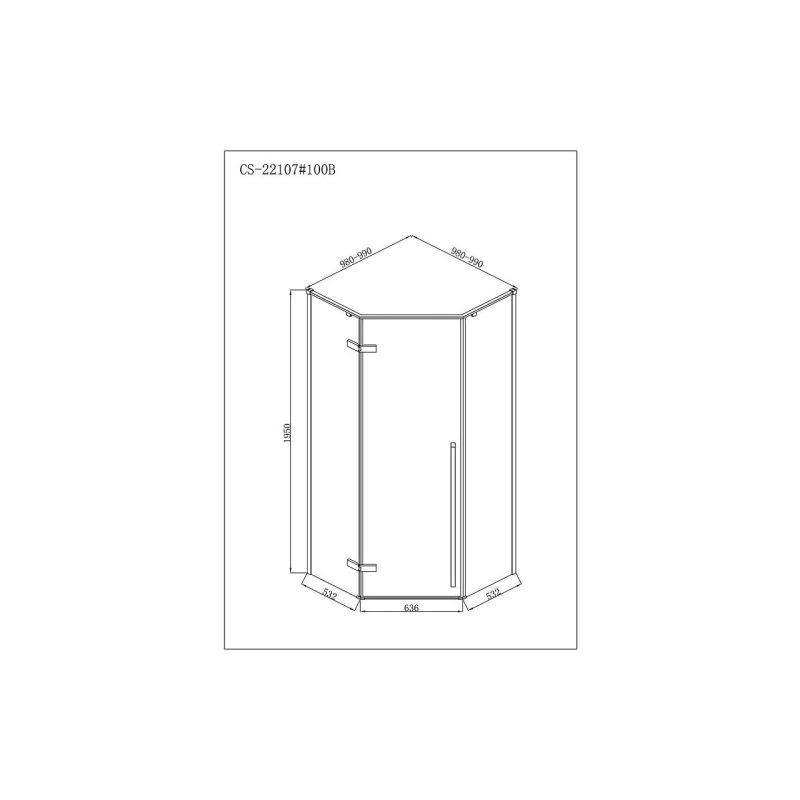Душевое ограждение Loranto NEO 100х100х195 см, многоугол. б/поддона, черный, CS-22107B-100