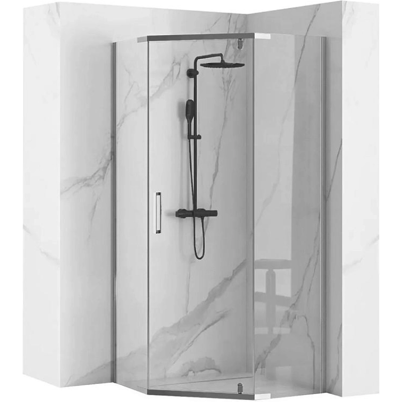 Душевое ограждение Loranto NEO 100х100х195 см, многоугол. б/поддона, серебро, CS-22108-100