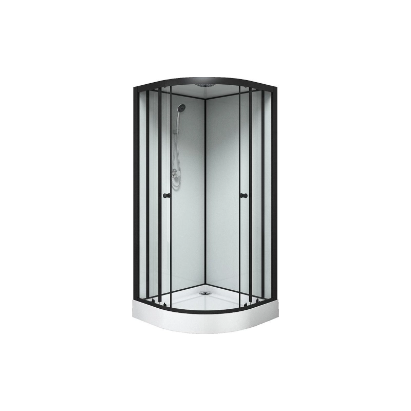 Душевая кабина Loranto NEO 90x90x190, 1/4 круга, поддон 15см, профиль черный-матовый, CS-22109