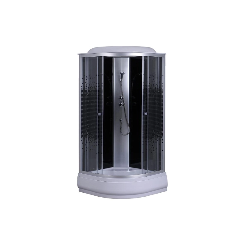 Душевая кабина Loranto 100х100х215, 1/4 круга, поддон 25см, мозаичный узор, хром, CS661025K100