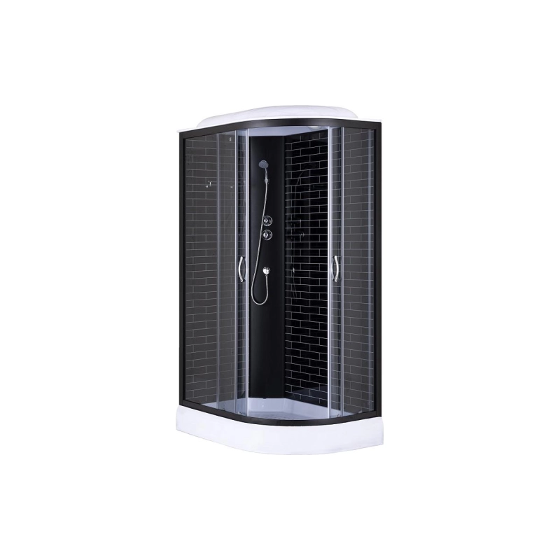 Душевая кабина Loranto 120х80х215, левая, поддон 13см, черный кирпич. узор, черн, CS6612013LGB120
