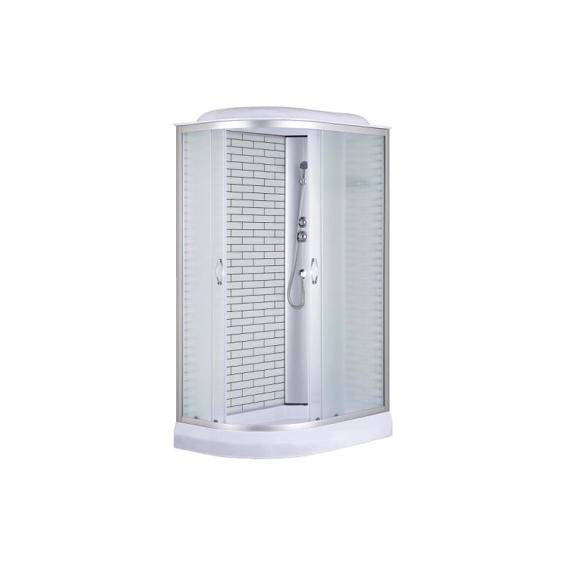 Душевая кабина Loranto 120х80х215, правая, поддон 13см, белый кирпич. узор, хром, CS6612013RFW120