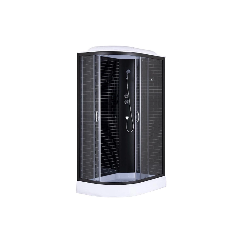 Душевая кабина Loranto 120х80х215, правая, поддон 13см, черный кирпич. узор, черн, CS6612013RGB120