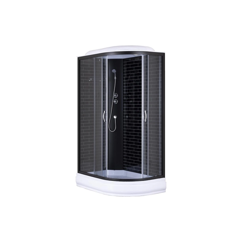 Душевая кабина Loranto 120х80х215, левая, поддон 20см, черный кирпич. узор, черн, CS6612020LGB120