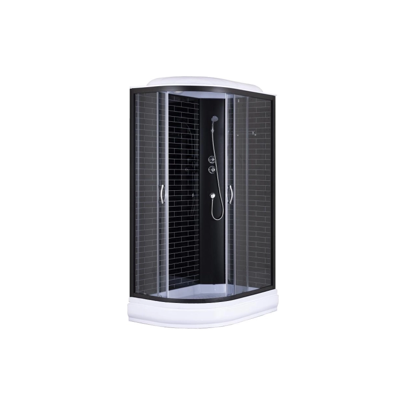 Душевая кабина Loranto 120х80х215, правая, поддон 20см, черный кирпич. узор, черн, CS6612020RGB120