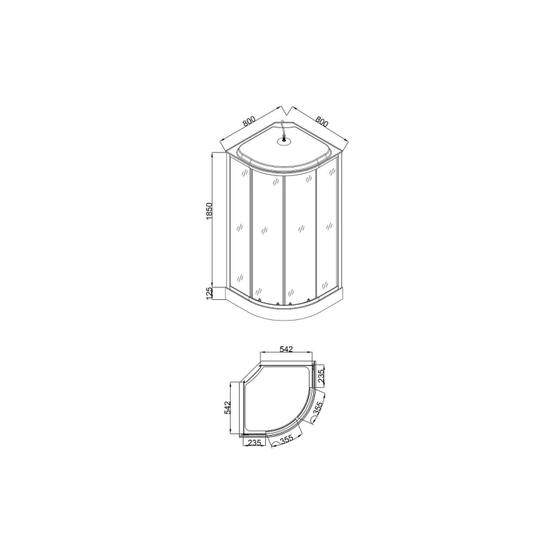 Душевая кабина Loranto 80х80х215, 1/4 круга, поддон 13см, черный кирпич. узор, черн, CS668013GB80