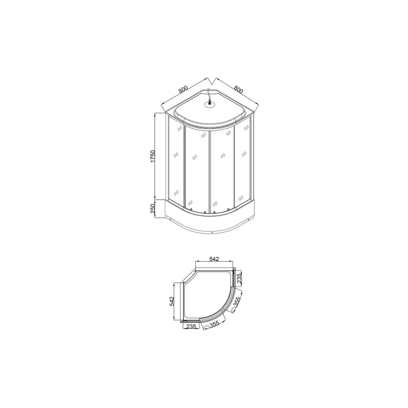 Душевая кабина Loranto 80х80х215, 1/4 круга, поддон 25см, мозаичный узор, хром, CS668025K80
