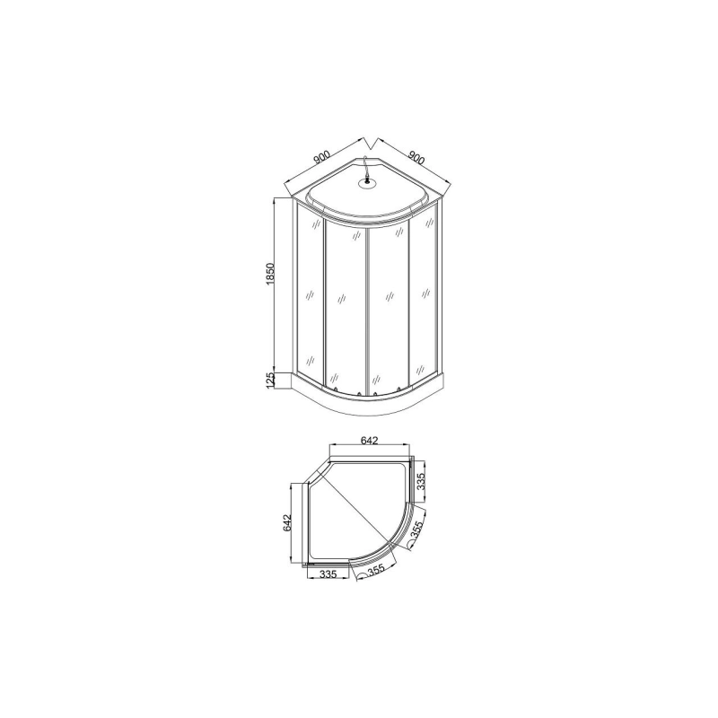 Душевая кабина Loranto 90х90х215, 1/4 круга, поддон 13см, белый кирпич. узор, хром, CS669013FW90