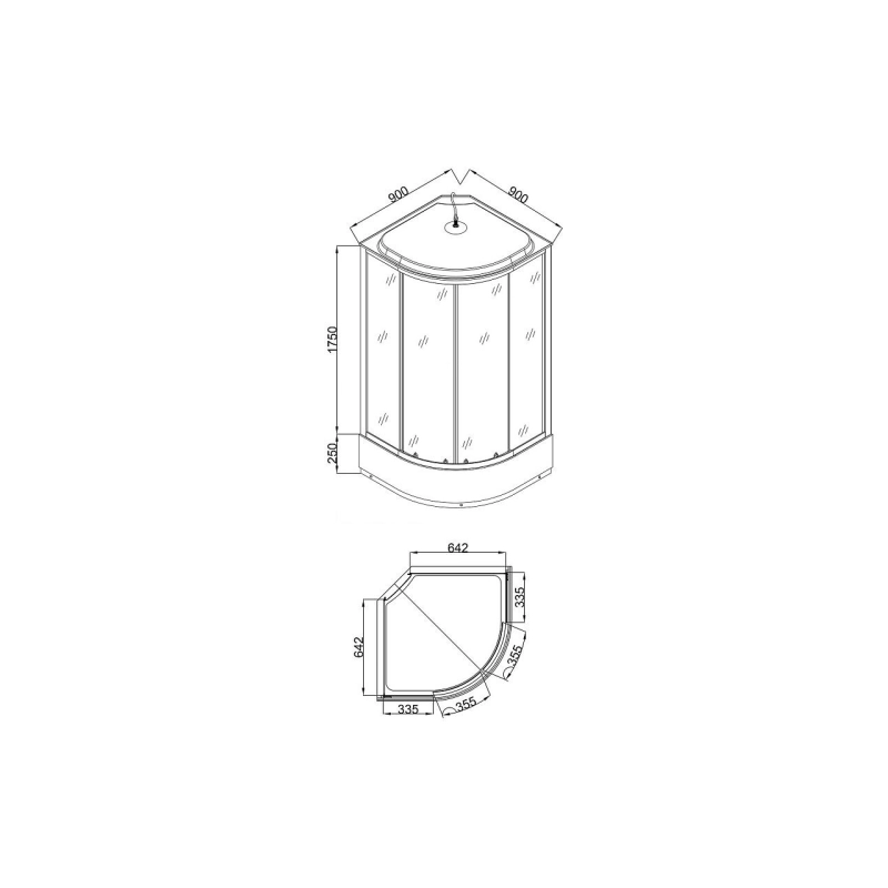 Душевая кабина Loranto 90х90х215, 1/4 круга, поддон 25см, мозаичный узор, хром, CS669025K90