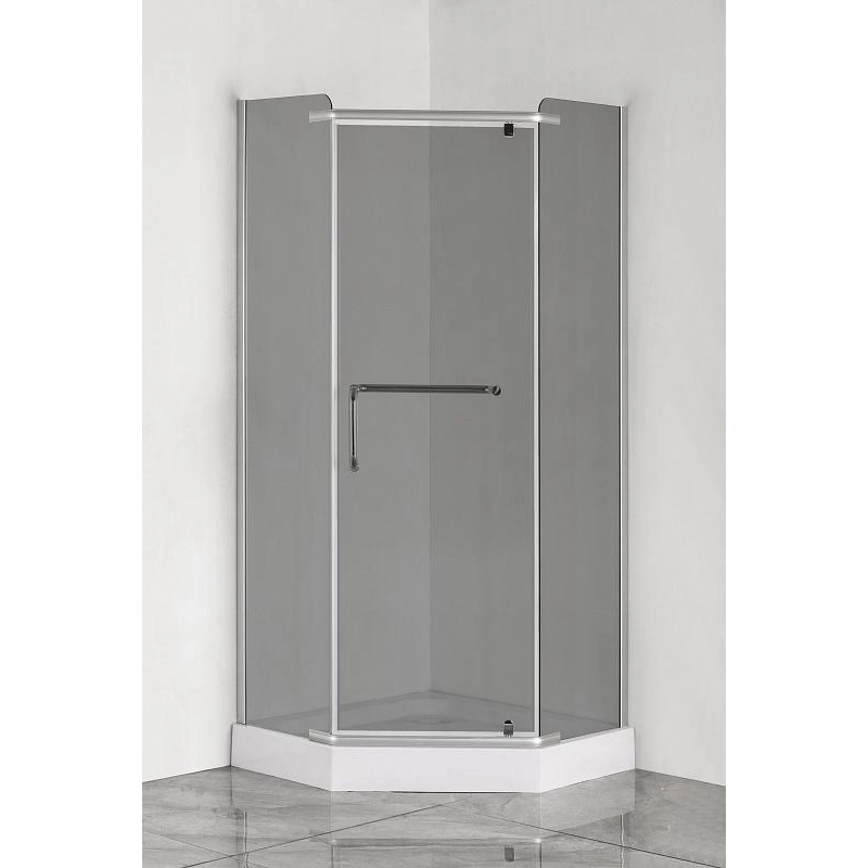 Душевое ограждение LORANTO 100х100х200 поддон 13см, многоуг., серое стекло, сатин, CS816SB100(GRAY)