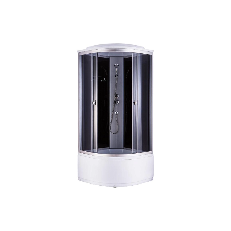 Душевая кабина Loranto 120х120х215, 1/4 круга, поддон 43см, черное стекло, хром, CS-1200ТМ/G