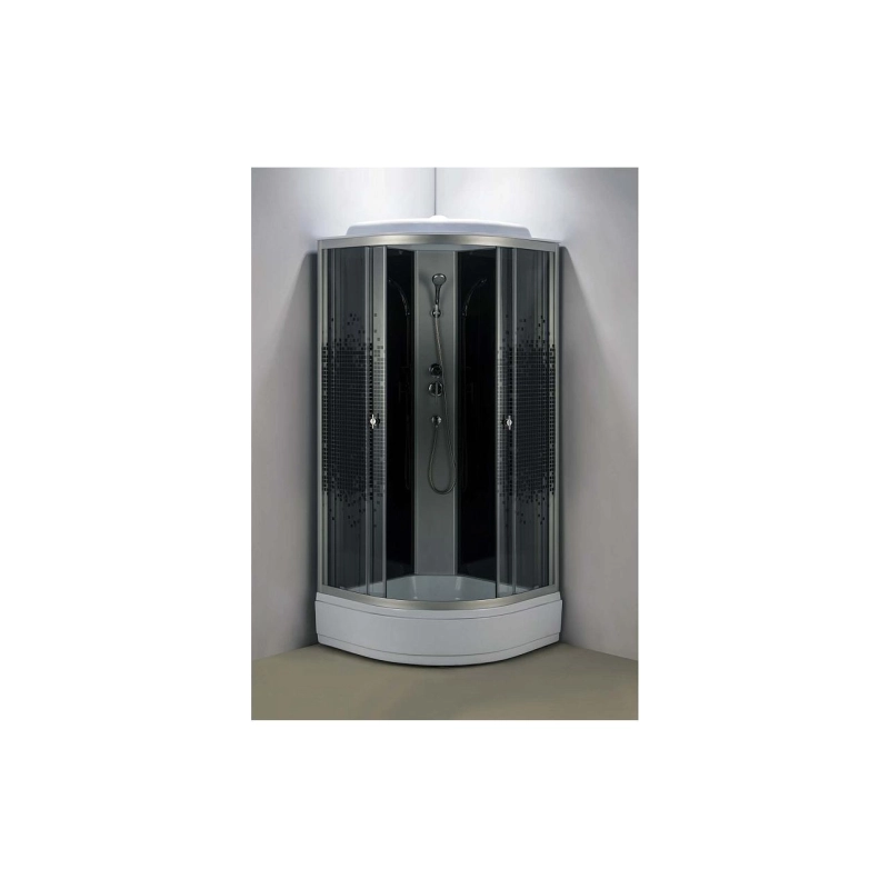 Душевая кабина Loranto 100х100х215, 1/4 круга, поддон 13см, стекло с рис. 