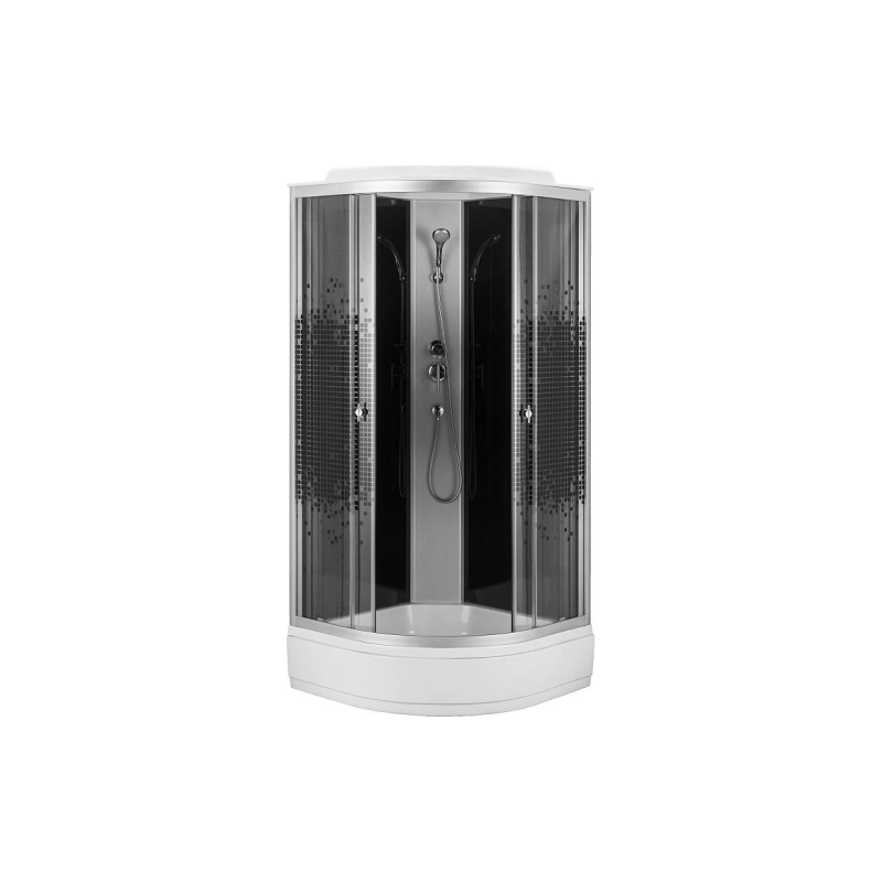 Душевая кабина Loranto 90х90х215, 1/4 круга, поддон 25см, стекло с рис. 