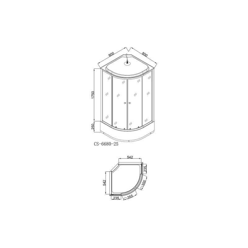Душевая кабина LORANTO CS-6680-25 F 80х80х215 1/4 круга, поддон 25 см, CS668025F