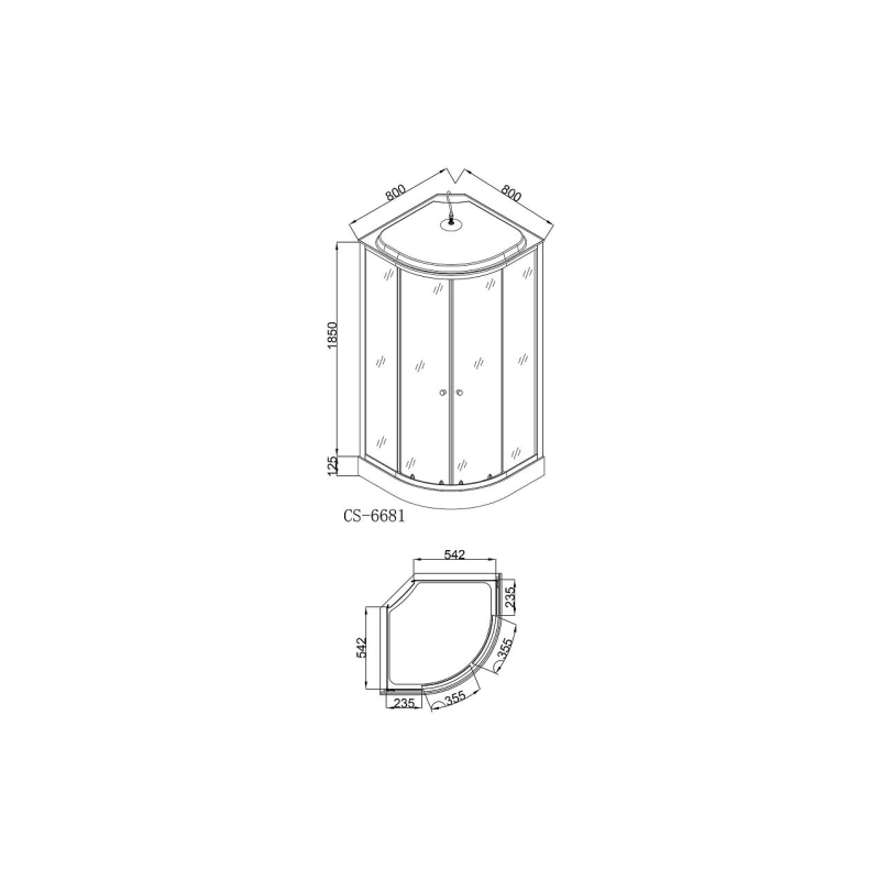 Душевая кабина Loranto CS-6681F 80х80х215, 1/4 круга, поддон 13 см, CS6681F8080215