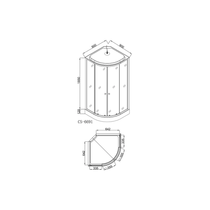 Душевая кабина Loranto 90х90х215, 1/4 круга, поддон 13 см, CS-6691 G