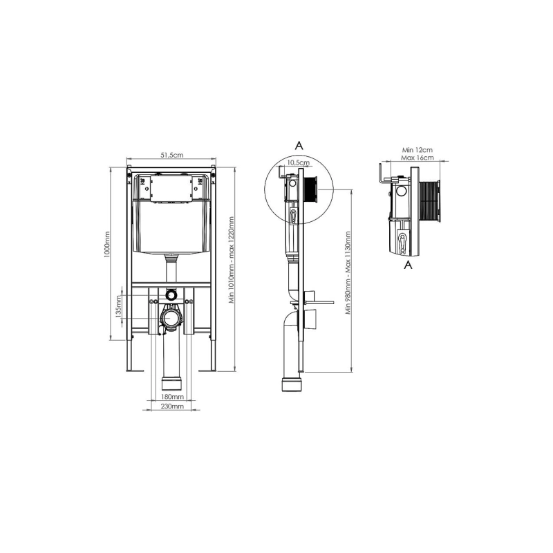 Инсталляция Loranto Prestige для подвесного унитаза, 51 см, без кнопки, 4551