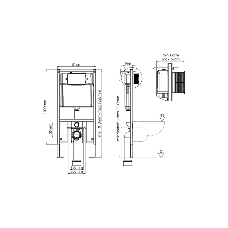 Инсталляция Loranto для подвесного унитаза с метал. рамой, двойной системой слива 3/6 л., 4501
