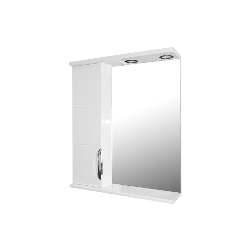 Зеркало-шкаф Loranto Стиль Соло 70 700х820х160, левостороннее, фрез. фасад, белый, CS00058916