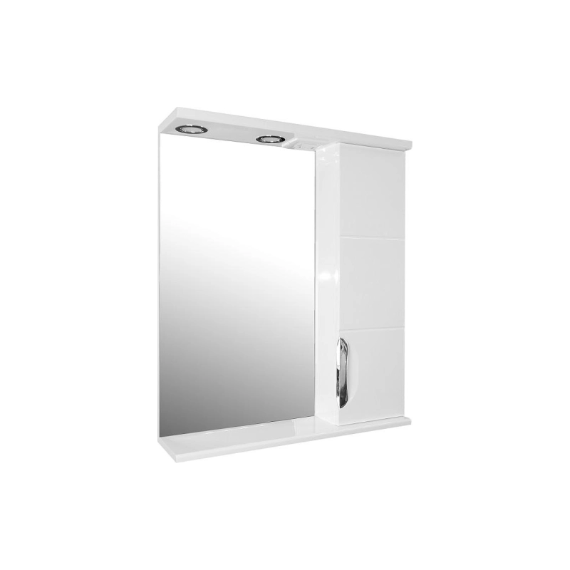 Зеркало-шкаф Loranto Стиль Соло 70 700х820х160, правостороннее, фрез. фасад, белый, CS00058917